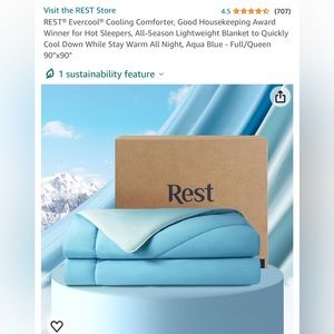 COPY - NWT REST® Evercool® Cooling Comforter, Aqua Blue - Full/Queen 90"×90”
